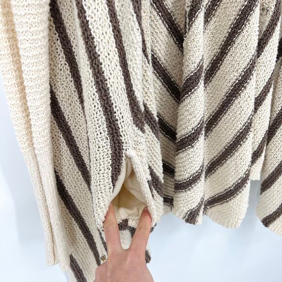 Free People Cream and Brown Striped Cardigan Sweater Women's Size Medium - Picture 9 of 10